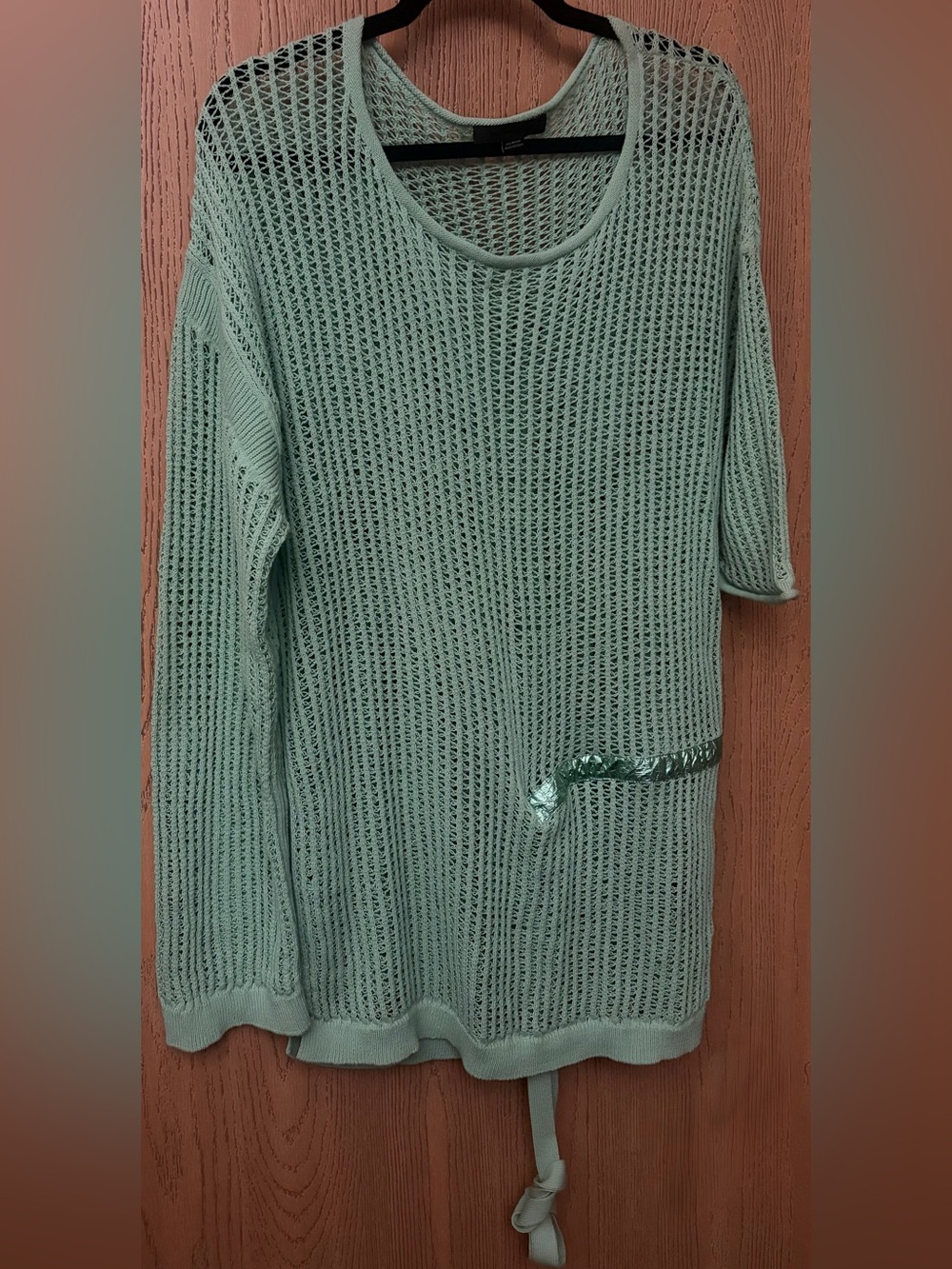Light Mint Open-Knit Women's Sweater